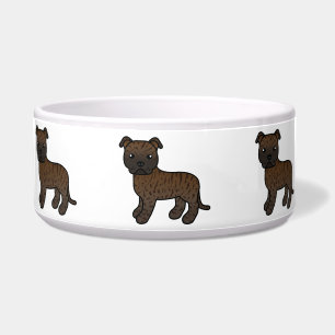 Brindle Cartoon Staffordshire Bull Terrier Napf