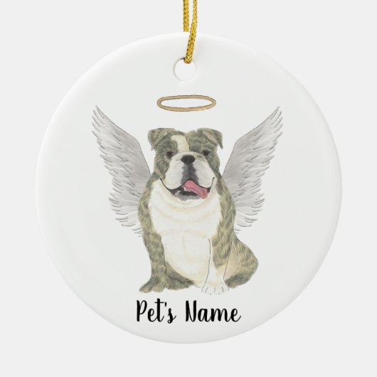 Brindle English Bulldog Beileid Memorial Keramik Ornament (Vorne)
