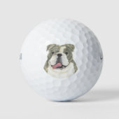 Brindle English Bulldog Golfball (Vorderseite)