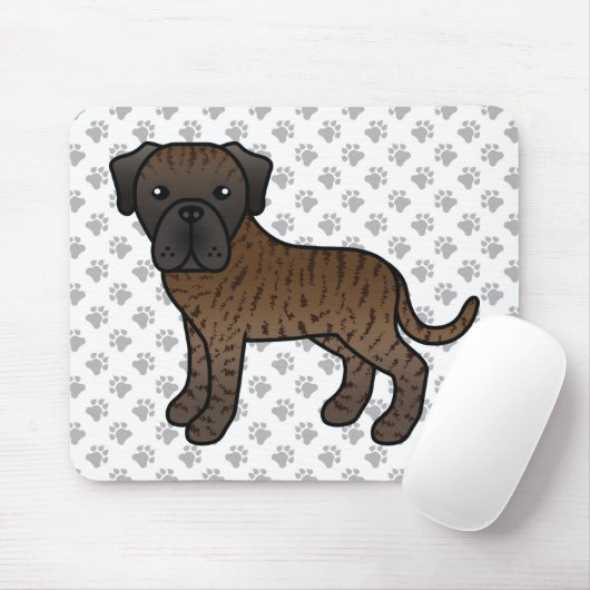 Brindle English Mastiff Niedlich Cartoon Dog Mousepad (Mit Mouse)