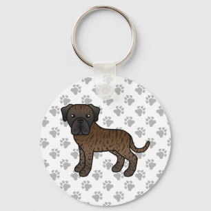 Brindle English Mastiff Niedlich Cartoon Dog Schlüsselanhänger