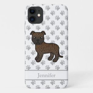 Brindle English Staffie Süßer Cartoon-Hund & Name Case-Mate iPhone Hülle