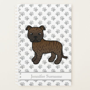 Brindle English Staffie Süßer Cartoon-Hund & Text Planer