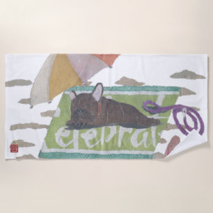 Brindle französische Bulldogge, Frenchie, modern Strandtuch