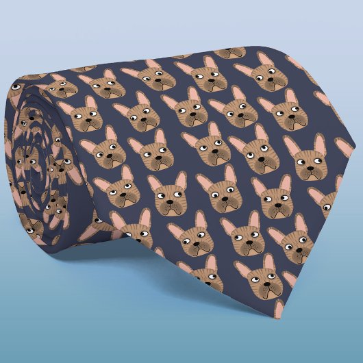 Brindle French Bulldog Blue Neck Tie Krawatte