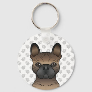 Brindle French Bulldog / Frenchie Cute Dog Head Schlüsselanhänger