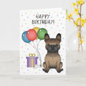 Brindle French Bulldog Niedlich Hund Happy Birthda Karte (Gelbe Blume)