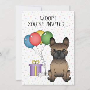 Brindle French Bulldog Niedlicher Cartoon Dog Gebu Einladung