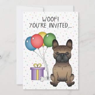 Brindle French Bulldog Niedlicher Cartoon Dog Gebu Einladung