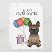 Brindle French Bulldog Niedlicher Cartoon Dog Gebu Einladung (Vorne/Hinten)