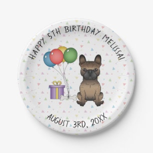 Brindle French Bulldog Niedlicher Cartoon Dog Gebu Pappteller