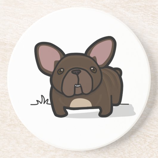 Brindle Frenchie Sandstein Untersetzer (Vorne)