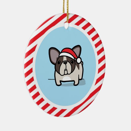 Brindle geschecktes Frenchie auf Keramik Ornament (Rechts)