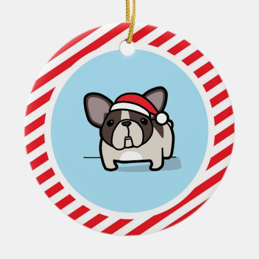 Brindle geschecktes Frenchie auf Keramik Ornament (Vorne)