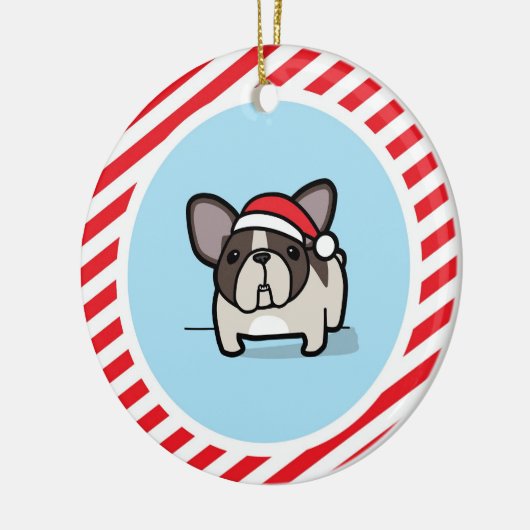 Brindle geschecktes Frenchie auf Keramik Ornament (Links)