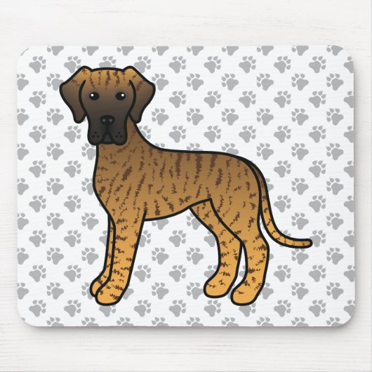 Brindle Great Dane Niedlich Cartoon Dog Mousepad (Vorne)