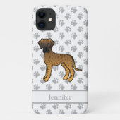 Brindle Great Dane Niedlich Cartoon Dog & Name Case-Mate iPhone Hülle (Rückseite)