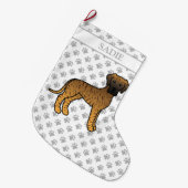 Brindle Great Dane Niedlich Cartoon Dog & Name Großer Weihnachtsstrumpf (Vorderansicht (hängend))