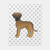 Brindle Great Dane Niedlich Cartoon Dog & Paws Fleecedecke (Vorderseite)