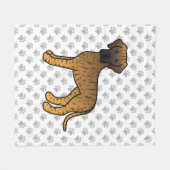 Brindle Great Dane Niedlich Cartoon Dog & Paws Fleecedecke (Vorderseite (Horizontal))
