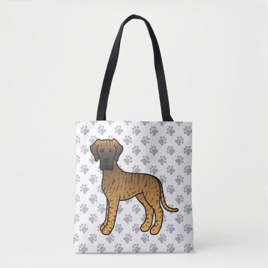 Brindle Great Dane Niedlich Cartoon Dog Tasche (Vorderseite)
