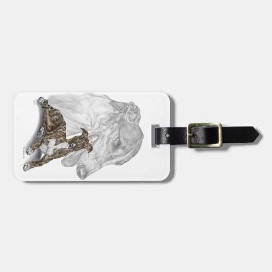 Brindle Greyhound Dog Art Gepäckanhänger (Vorderseite horizontal)