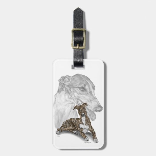 Brindle Greyhound Dog Art Gepäckanhänger (Vorderseite vertikal)