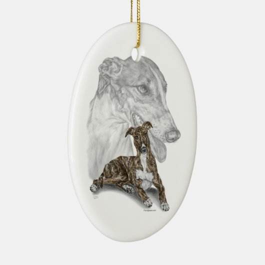 Brindle Greyhound Dog Art Keramik Ornament (Rechts)