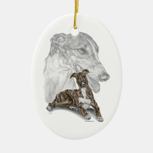 Brindle Greyhound Dog Art Keramik Ornament (Vorne)