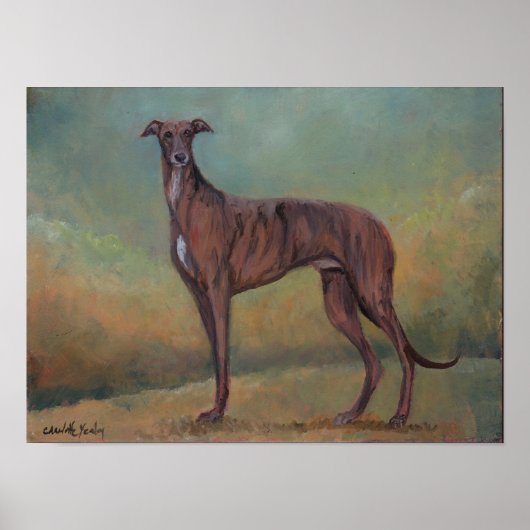 Brindle Greyhound Dog Art Poster (Vorne)