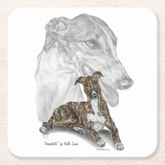 Brindle Greyhound Dog Art Rechteckiger Pappuntersetzer (Vorderseite)