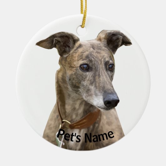 Brindle Greyhound Keramik Ornament (Vorne)
