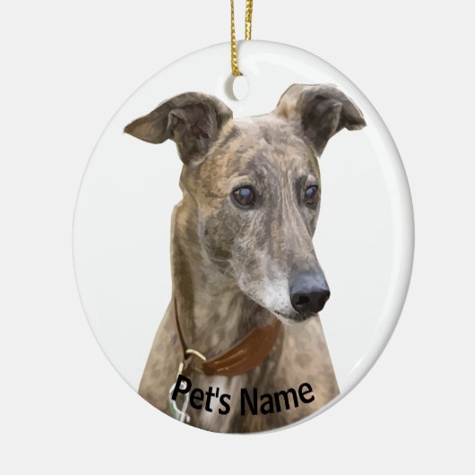 Brindle Greyhound Keramik Ornament (Links)