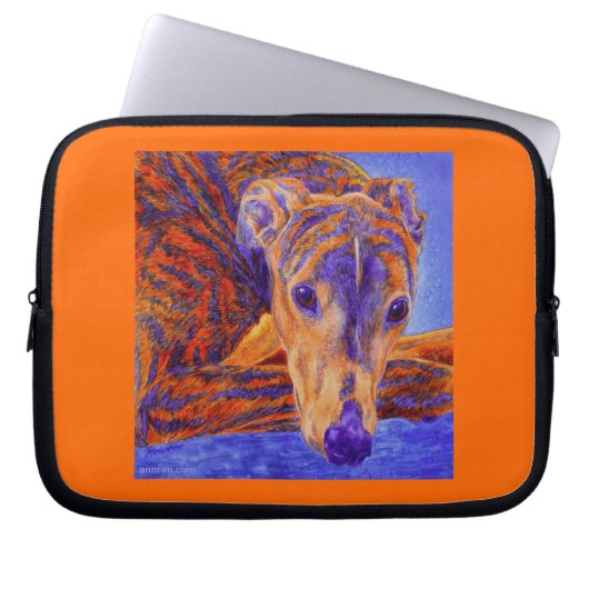 Brindle Greyhound Laptop Sleeve - "Ace" (Vorderseite)