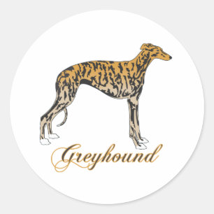 Brindle Greyhound Runder Aufkleber