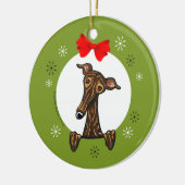 Brindle Greyhound Whippet Weihnachtsklassiker Keramikornament (Links)
