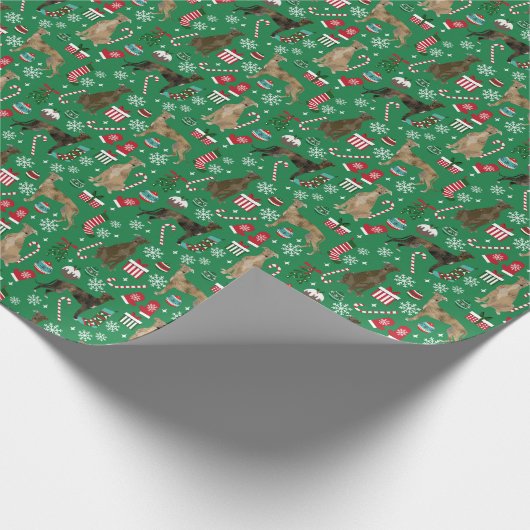 Brindle Greyhounds Weihnachtslieder Geschenkpapier (Ecke)