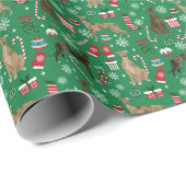 Brindle Greyhounds Weihnachtslieder Geschenkpapier (Rolleneckpunkt)
