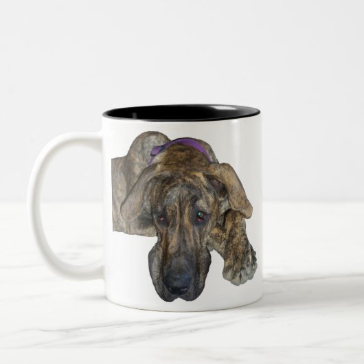 Brindle großer Däne-Tasse Zweifarbige Tasse (Links)