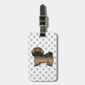 Brindle Havanese Niedlich Cartoon Dog & Custom Tex Gepäckanhänger (Vorderseite vertikal)