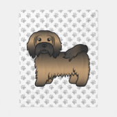 Brindle Havanese Niedlich Cartoon Dog Illustration Fleecedecke (Vorderseite)