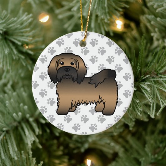 Brindle Havanese Niedlich Cartoon Dog Illustration Keramik Ornament (Baum)