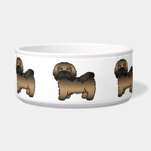 Brindle Havanese Niedlich Cartoon Dog Illustration Napf