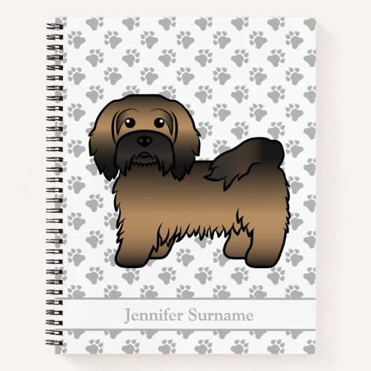Brindle Havanese Niedlich Cartoon Dog & Name Notizblock (Vorderseite)