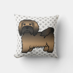 Brindle Havanese Niedlich Cartoon Dog & Paws Kissen