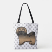 Brindle Havanese Niedlich Cartoon Dog & Paws Tasche (Rückseite)