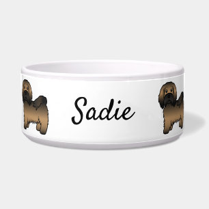 Brindle Havanese Süßer Cartoon-Hund & Name Napf