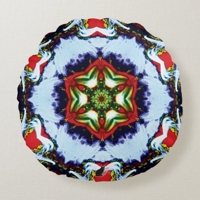 Brindle Kaleidoscope Rundes Kissen (Vorderseite)