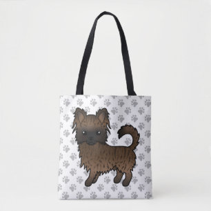 Brindle Langhaar Chihuahua Cartoon Hund & Pfoten Tasche