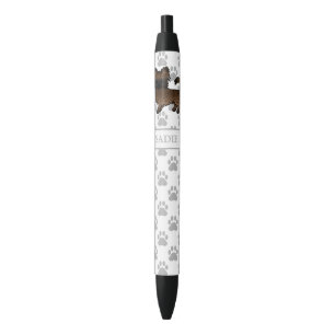 Brindle Long Coat Chihuahua Cartoon Dog & Name Kugelschreiber